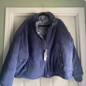 American Eagle Outfitters Navy Teddy Jacket SIZE XL ECLECTIC GRANDPA NORMCORE